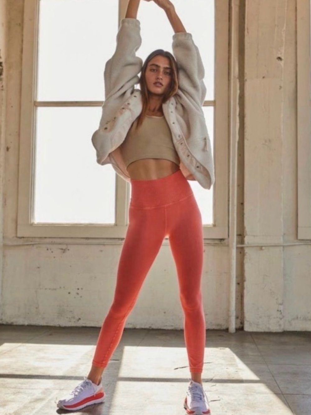 Free People Movement Good Karma High-Rise 7/8 Length Leggings • Neon Coral M/L